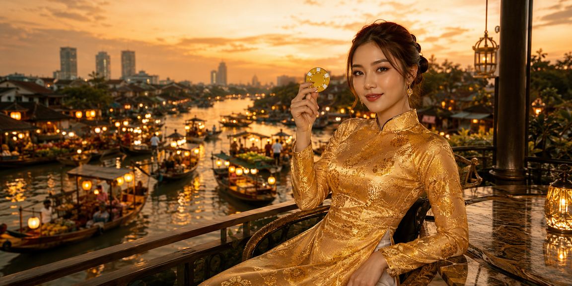 Người phụ nữ mặc áo dài tại Hà Nội sử dụng ứng dụng 2bong để nhận thưởng nạp tiền