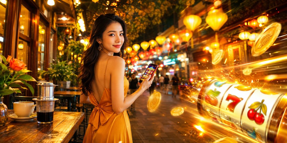 Người chơi Hà Nội thử slot game trên điện thoại tại quán cà phê