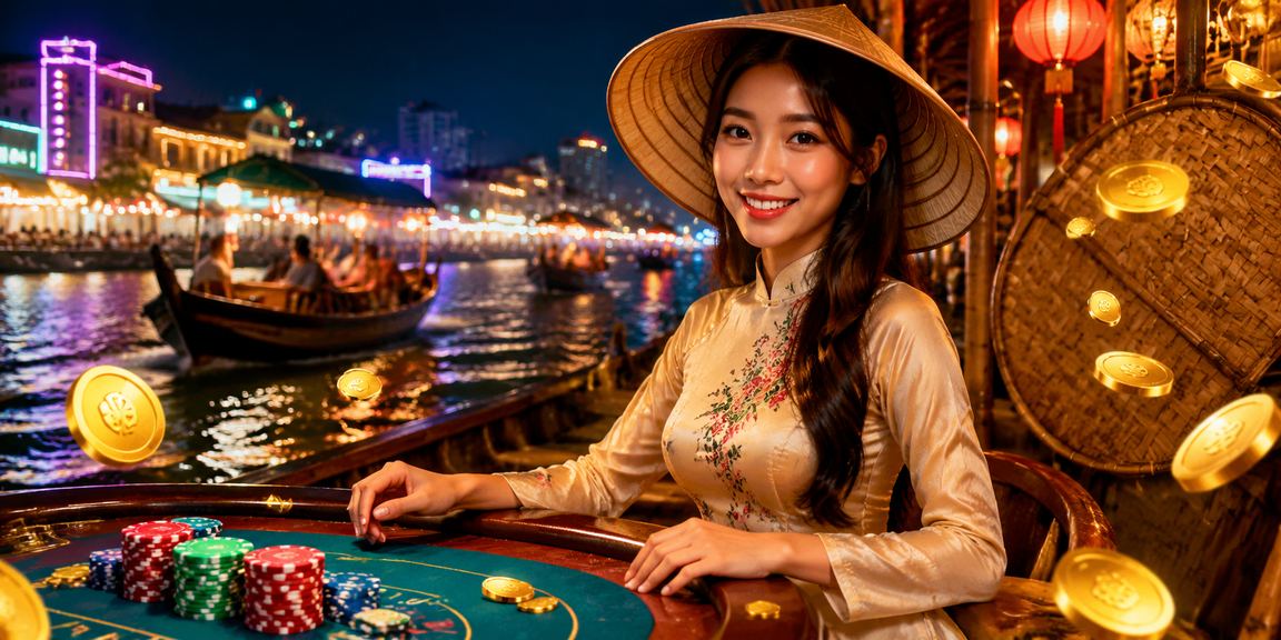 Người phụ nữ đội nón lá tại vùng Mekong kiểm tra ưu đãi giải thưởng trên điện thoại